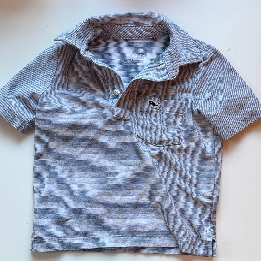 Vineyard Vines Kids Striped Gray Polo Shirt